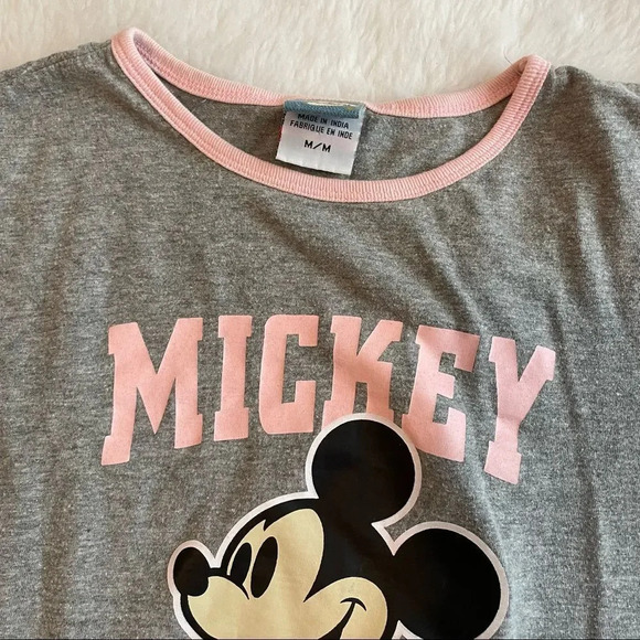 Mickey Mouse vintage look crew neck tee with pink trim - Picture 2 of 5